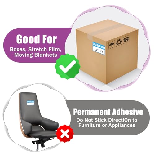 340 Home Moving Labels, 3.4 x 2 inches, 8-Color Coded Packing Box Stickers with Fragile and Blank Customizable Labels
