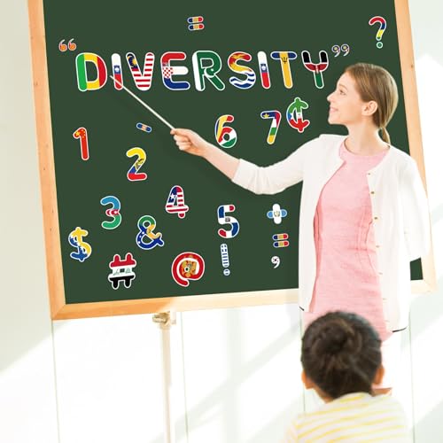 Faccito 231 Pcs Flags of the World Letters Cutouts for Bulletin Board Decorations Multicultural Around the World Classroom Decor with International Country Flags Alphabet Number Punctuation Accents - style: Flags of the World