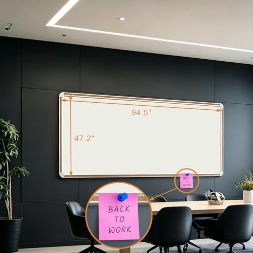Large Magnetic White Board for Wall,Aluminum & Cork Strip Frame Whiteboard for Office,Presentation Dry Erase Board Wall Mount,Large Whiteboard for School Classroom Huge Whiteboards (96" W x 48" H) - size: 96"W x 48"H