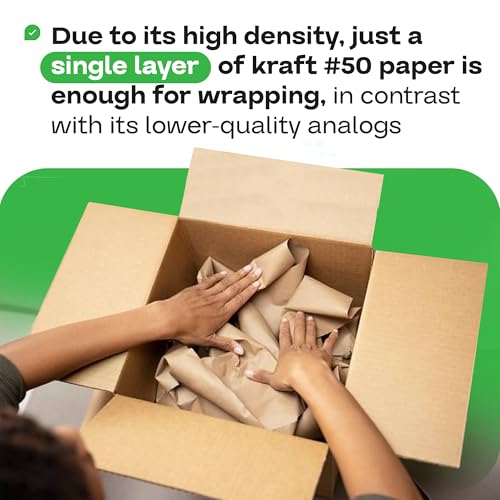 IDL Packaging 48" x 8640" (720 feet) - Brown Kraft Paper Roll - 50lb Thickness - USA-Made Heavy Duty Paper for Packing, Moving, Shipping, Crafts - 100% Recyclable Natural Kraft Wrapping Paper - color: Brown, size: 48"x720' (#50 Thick)
