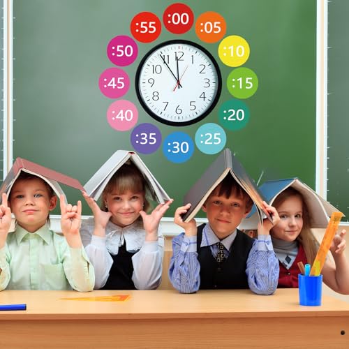 Boho Rainbow Clock Numbers Bulletin Board Kits, Telling Time Teaching Clock for Kids Labels, Learning to Tell Time Clock Cutouts for Elementary Math Classroom Must Haves (Bright) - color: Bright