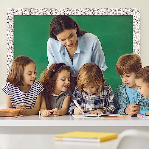 Zonon 65 Feet Bulletin Board Borders Boho Dots Striped Grid Borders Decorative Straight Scalloped Wavy Rolled Trim Classroom Back to School Decor - style: Boho Dots