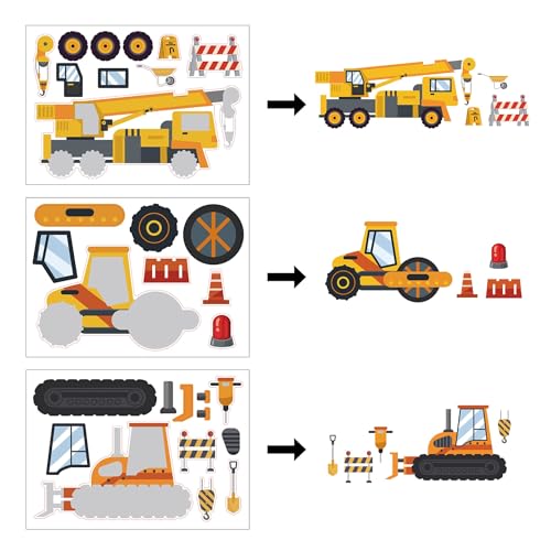 Construction Stickers for Kids, 36 Sheet Make Your Own Construction Truck Stickers Construction Birthday Party Favors for Kids 4-8 - style: Construction Truck