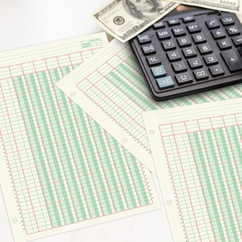 gisgfim 2 Pads 100 Sheets Columnar Analysis Pad 3 Hole Punch Accounting Book 8-1/2 x 11 Ledger Paper Pad Double Page Format Columnar Pads for Business Bookkeeping & Data(8 Column Ledger) - style: 8 Column Ledger