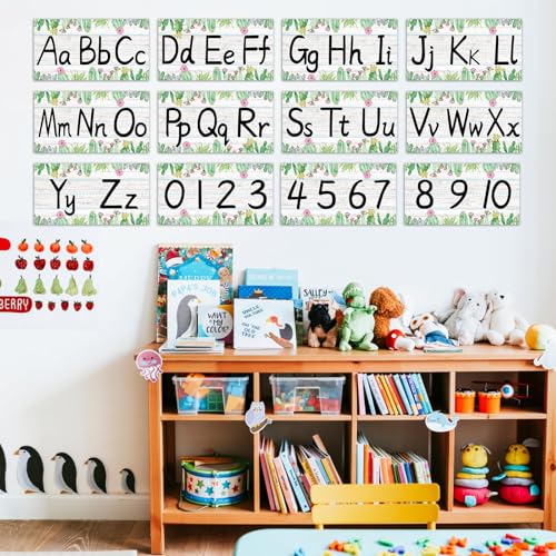 gisgfim 12 Pieces Alphabet Bulletin Board Strips Set Cactus Alphabet Line ABC Banner & Number Border Cacti Plants Posters for Classroom Preschool Kindergarten (Cactus) - style: Cactus