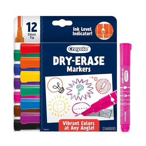 Crayola Take Note Dry Erase Markers for School (12ct) Teacher Classroom Supplies, Chisel Tip Whiteboard Markers, Must Haves - size: 12Count, style: Dry Erase Markers