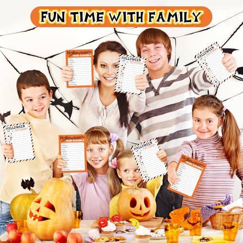 COCHIE 30 Players Halloween Party Games for Adults Family Office Large Groups, Words Pictionary Game, Riddle Game, Word Scramble Games with Answer Key (Halloween Orange) - style: Halloween Orange
