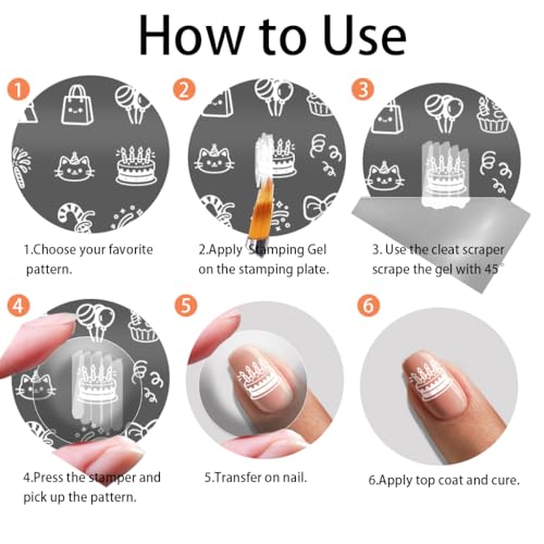 PH PandaHall 3pcs Happy Birthday Nail Stamping Plates Cake Candles Nails Art Templates Balloon Gifts Nails Design Stamp Letters Numbers Nail Image Plates for Women DIY Manicures Salon Supplies - style: Happy Birthday