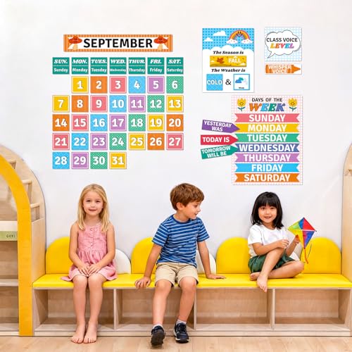 Classroom Calendar Set Bulletin Board Decor, School Calendar For Classroom Elementary & Preschool|Teacher Created Resources Cool for School Calendar Bulletin Board
