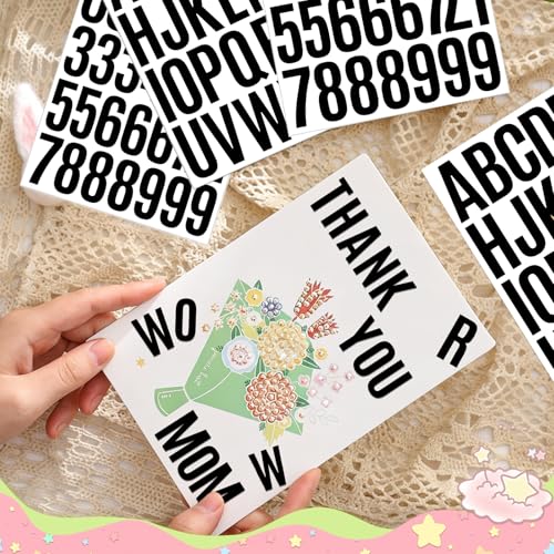 414Pcs Letter Stickers Alphabet Stickers 15 Sheets 2 Inch Vinyl Letter Sticker Self Adhesive Alphabet Number Stick on Sticker for Scrapbook Classroom Craft Window Bulletin Board Sign Mailbox Numbers - color: Black