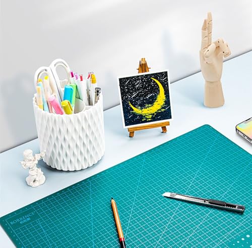 Double Side Cutting Mat, 2 Pcs PVC A4 Size 11.8 Inch x 8.66 Inch Self Healing Scales Cutting Mat for Quilting, Sewing Crafts and Hobby Fabric Precision (Large)