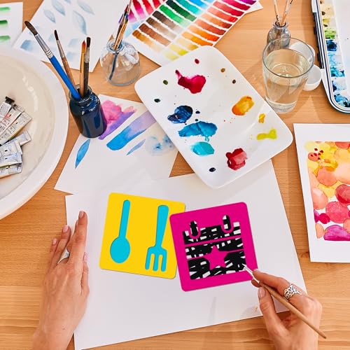 24 Piece Stencils for Kids Stencils for Painting Sidewalk Chalk Stencil Outdoor Garden Themed Stencil Kids Style Collection (5 in-Simple) - size: 5 in-simple