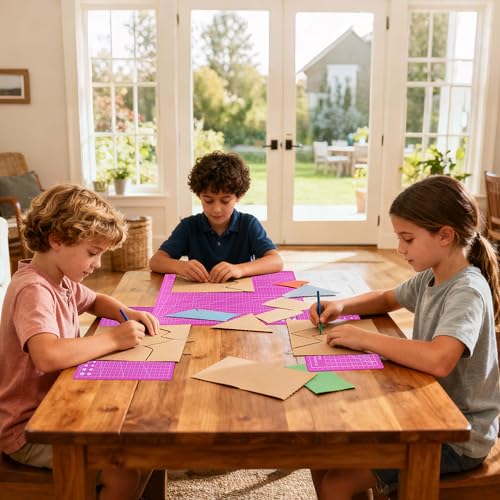 3 Pcs Self Healing Cutting Mat, Double-Sided Non-Slip Rotary Cutting Board for Rotary Cutting, Sewing, Quilting, Crafting, A3 A4 A5 Size (18x12, 12x9, 9x6 Inch), Pink