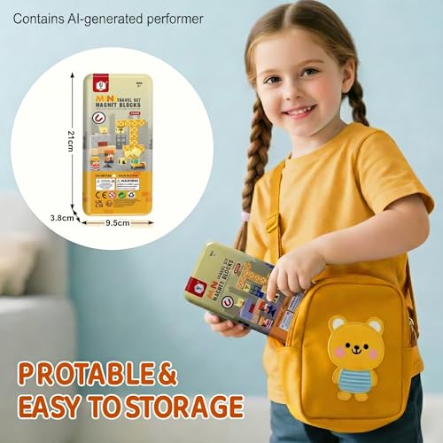 Magnetic Building Blocks 38 Pieces STEM Toy Set Ages 3-8 | Strong magnets, Portable Travel, Safe STEM Construction, Storage Box, Screen-Free, Back-to-School Preschool Gift Boys Girls - style: Construction Block-38pcs