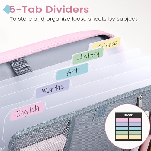Sooez Zipper Binder Bag, 1 Inch Binders 3 Ring O-Ring, 5-Tab Dividers Expanding File Folder, 500-Sheet Capacity Three Ring Binder, Deep Purple - color: Dark Purple