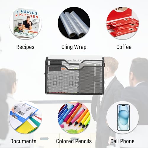 Docnest 2 Tier 3 Pack Magnetic Wall Mounted File Holders,Mesh Letter Organizer, Magnetic Hanging Mail Paper Document Organizer for Office, Home, School, Black - color: 2 Tier Magnetic Black-3 Pack