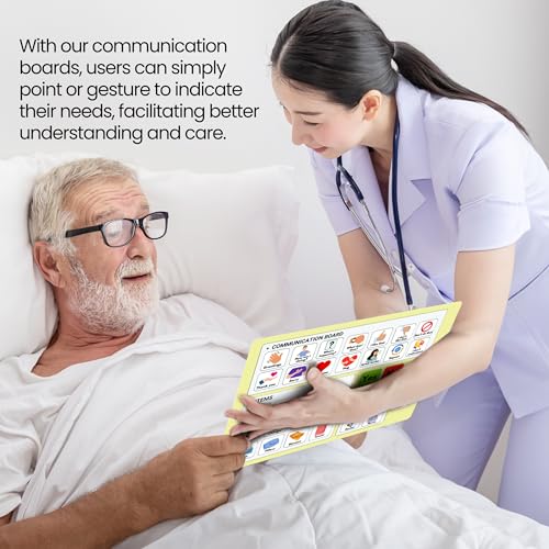 Plastic Communication Board for Non Verbal Adults, Picture Symbol Communication Cards for Aphasia, Stroke Patients, Hospital and Care Home use