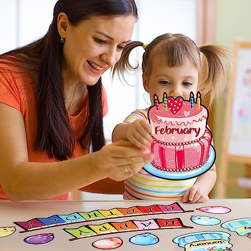 Outus 20 Pcs Happy Birthday Bulletin Board Set Birthday Chart Classroom Wall Decoration Cutouts B-Day Calendar Poster for School Class Bulletin Board Teaching Supply(Black Dot Style) - style: Black Dot Style