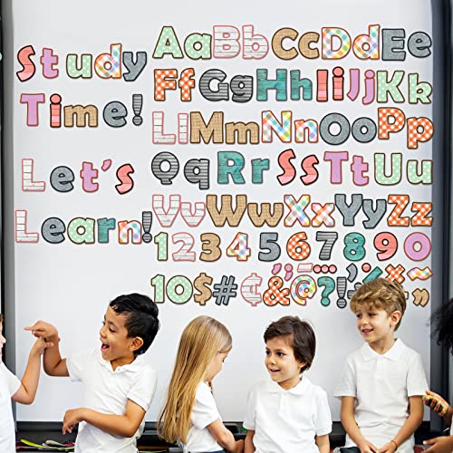260pcs Letters Combo Pack Set Wood Grain Classroom Decorations Alphabet Letters Numbers Bulletin Board Block Accents Cutouts for Students Kids - style: Wood