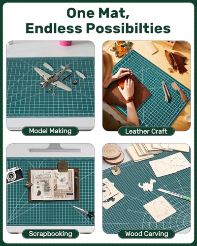 Self Healing Cutting Mat, 35" x 23", Double-Sided Rotary Cutting Mat for Sewing, Quilting, Scrapbooking & Craft, Large Craft Cutting Board for Hobby Use(A1), Green - size: 35"L x 23"W