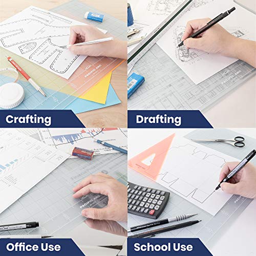 Pacific Arc Translucent Self Healing Cutting Mat - Thick and Durable Vinyl Rotary Cutting Mat for Sewing & Scrapbook Paper Cutting Mat (12"x18") - size: 18 x 12 Inch