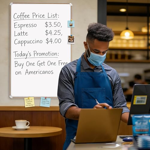 Large Magnetic White Board for Wall,Aluminum & Cork Strip Frame Whiteboard for Office,Presentation Dry Erase Board Wall Mount,Large Whiteboard for School Classroom Huge Whiteboards (36" W x 24" H) - size: 36"W x 24"H
