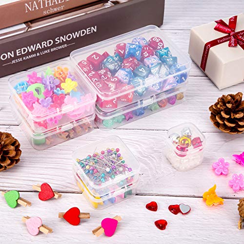 SATINIOR 24 Packs Small Clear Plastic Beads Storage Containers Box with Hinged Lid for Storage of Small Items, Crafts, Jewelry, Hardware (2.5 x 2.5 x 0.8 Inches) - size: 2.5 x 2.5 x 0.8 in