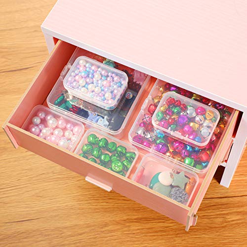 SATINIOR 24 Packs Small Clear Plastic Beads Storage Containers Box with Hinged Lid for Storage of Small Items, Crafts, Jewelry, Hardware(1.7 x 1.7 x 0.8 Inches) - size: 1.7 x 1.7 x 0.8 in