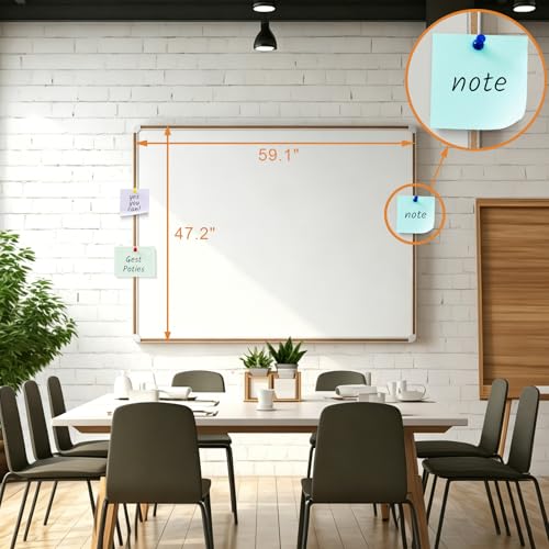 Large Magnetic White Board for Wall,Aluminum & Cork Strip Frame Whiteboard for Office,Presentation Dry Erase Board Wall Mount,Large Whiteboard for School Classroom Huge Whiteboards (60" W x 48" H) - size: 60"W x 48"H
