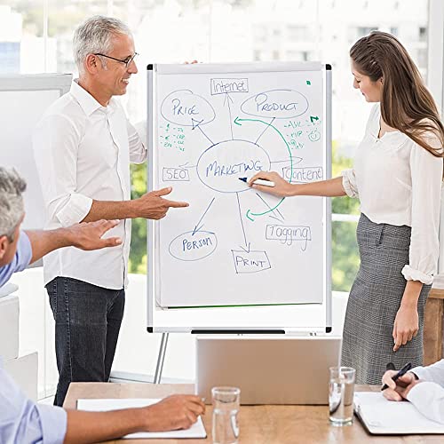 VIZ-PRO Whiteboard Easel, 36 x 24 Inches, Portable Dry Erase Board Height Adjustable With Flipchart Pad - size: 36 x 24 Inches - With Flipchart Pad