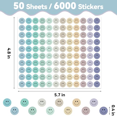 6000Pcs Smile Stickers, Small Smiley Face Stickers Colorful Happy Face Stickers Mini Incentive Stickers Reward Stickers Behavior Chart Stickers Small Stickers for Students Teachers Supplies - style: Smile Face Blue