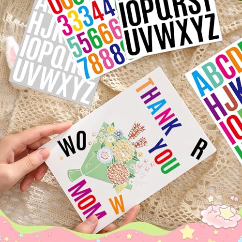 414Pcs Letter Stickers Alphabet Stickers 15 Sheets 2 Inch Vinyl Letter Sticker Self Adhesive Alphabet Number Stick on Sticker for Scrapbook Classroom Craft Window Bulletin Board Sign Mailbox Numbers - color: Multicolor