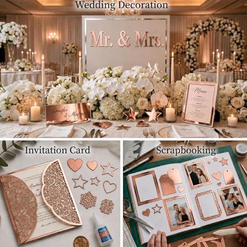 25 Sheets Metallic Rose Gold Cardstock Paper Cardstock 8.5 x 11 Shimmer Sheets 250gsm/92lb Heavyweight Scrapbook Paper for Certificates, Invitations, Greeting Cards, Crafts, Graduations - color: Rose Gold