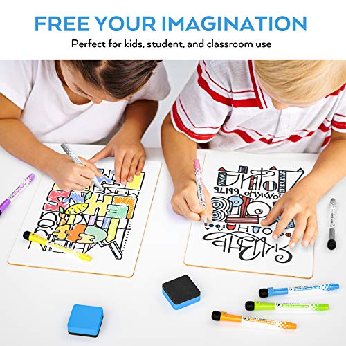 Nicpro Dry Erase Board with Lines 12 x 16 in, 2 Pack Kid Double Sided Lined White Board Dry Erase with 8 Pens, 2 Eraser, Small Learning Whiteboards for Kids, Students, Homeschool Essentials Supplies - color: Lined, size: 2 Pack 12 × 16 inches