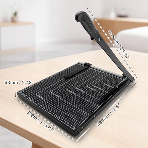 Paper Cutter,Guillotine Paper Trimmer Cutter for Office and Crafts,Heavy Duty Metal Base,12 Sheets Capacity,Portable Paper Slicer with Safety Guard and Blade Lock for Home, Office (21 inch) - size: 21 inch