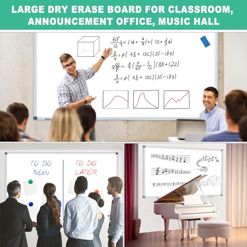 H-Qprobd 72"x48" Large Dry Erase Board for Wall 6' x 4' Magnetic Whiteboard Aluminum Presentation White Boards with Long Pen Tray, 6 Markers, 2 Erasers &12 Magnets - size: 72"x48"