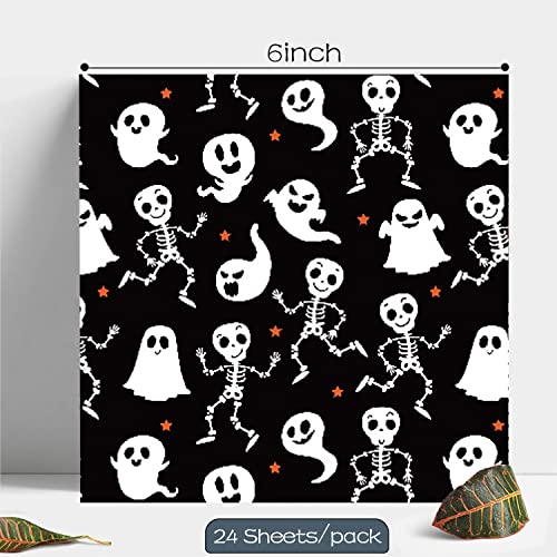 YASMEN Scrapbook Paper Pad - 6"×6” - 24 Sheets Halloween Scrapbooking Supplies Kit - 160gsm Single-Sided Pattern, Designer Planner, Junk Journal Craft Paper, Card Making Supplies - color: Halloween - 6×6