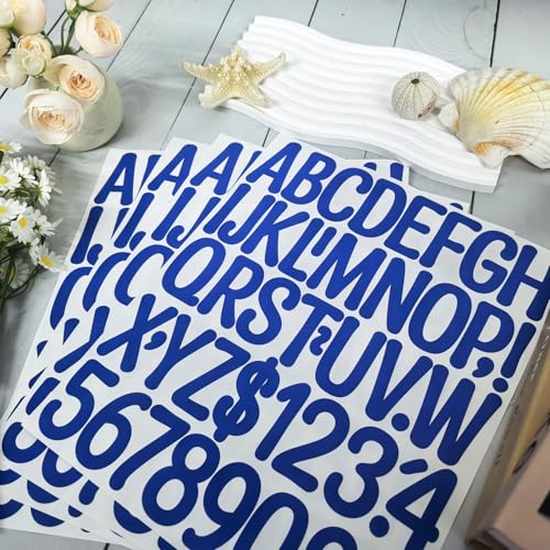 2-Inch Letter Number Sticker - Self Adhesive Capital Alphabet Stickers for Mailbox, Bulletin Board, Scrapbooking and DIY Crafts Making, 8 Sheets Navy Blue - color: Blue