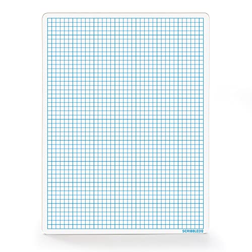 SCRIBBLEDO Dry Erase Graph Whiteboard 9" x 12" Double Sided Dry Erase Board with Grid for Home, School, Classroom, Kids and Students Portable Grid Board for Graphing and Geometry