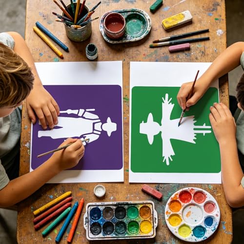 CUTHOLLOW 25PCS Farm Theme Painting Shape Stencils Sets - 8 Inch Reusable&Washable Drawing Template, Different Primary Themed Sidewalk Chalk Art Stencils Kit for Craft Room Wall Paper - style: Farm Theme