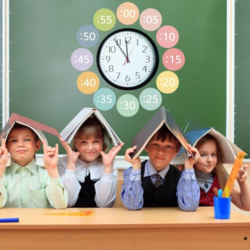Boho Rainbow Clock Numbers Bulletin Board Kits, Telling Time Teaching Clock for Kids Labels, Learning to Tell Time Clock Cutouts for Elementary Math Classroom Must Haves (Pastel) - color: Pastel