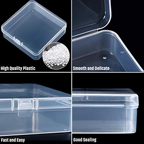 SATINIOR 24 Packs Small Clear Plastic Beads Storage Containers Box with Hinged Lid for Storage of Small Items, Crafts, Jewelry, Hardware (3.7 x 3.7 x 1.18 Inches) - size: 3.7 x 3.7 x 1.18 in