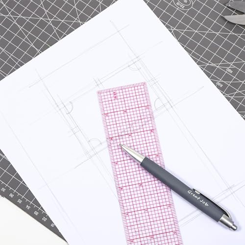 Clear Sewing Ruler, 2 Pcs 2 × 12 Inch Plastic Grid Transparent Ruler with Sandwich Scale Straight Measuring Tool for Pattern Grading Making Quilting DIY Crafts Clothes Design