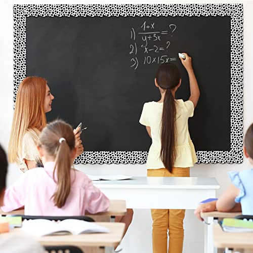 Zonon 65 Feet Bulletin Board Borders Black and White Polka Dots Striped Grid Borders Decorative Straight Scalloped Wavy Rolled Trim Classroom Back to School Decor(Elegant Wavy Black Dot) - style: Elegant Wavy Black Dot
