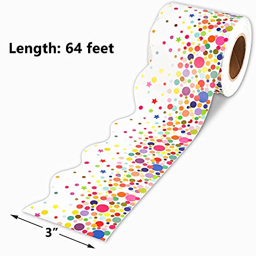 64 Feet Confetti Bulletin Board Borders for Classroom Decoration Scalloped