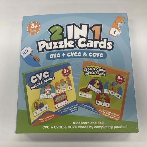 CVC&CVCC Puzzle Cards for Kids,Word & Phonics Games,Speech Therapy Toys for Toddlers,3-4 Alphabet Letter Word Puzzles,Learning Reading Spelling Games,Preschool Kindergarten Classroom Must Haves,2 sets - style: CVC&CVCC&CCVC