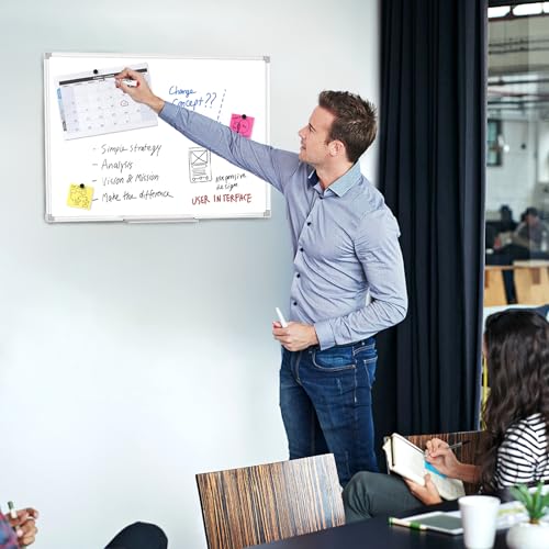 Lockways Dry Erase Board, 18 x 12 Whiteboard Dry Erase, Aluminum Frame White Board with 1 Eraser & 1 Pen Tray & 2 Markers & 4 Magnets - size: 18 x 12 Inch