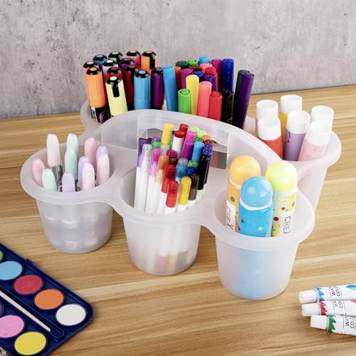 2 Pack Classroom Caddy For School,Kidsroom,Pencil Holder,Plastic Cup Caddy for Drink Delivery (Clear-4pack) - color: Clear-4pack