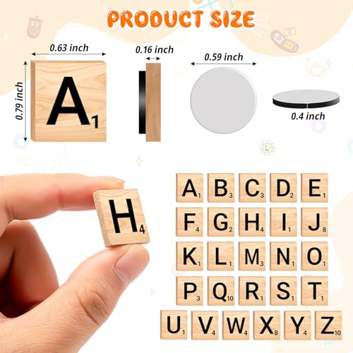 450 PCS Wood Magnetic Letter, Wooden Letter Magnets Tile for Fridge Refrigerator Wall - color: 450pcs Off White