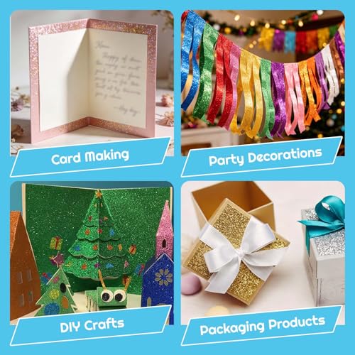 20 Sheets 20 Colors Glitter Cardstock A4 250 GSM Shiny Glitter Paper Premium Sparkly Card Stock for Holiday Crafts Cricut Card Making Scrapbooking DIY Art Projects Supplies
